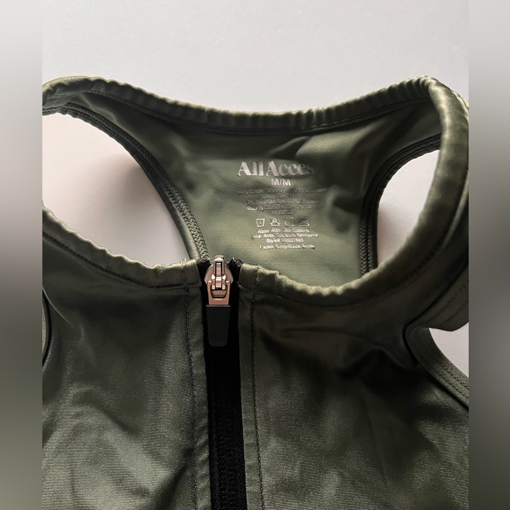 All Access Zip Front Shine Sports Bra Top Size M - Picture 8 of 9